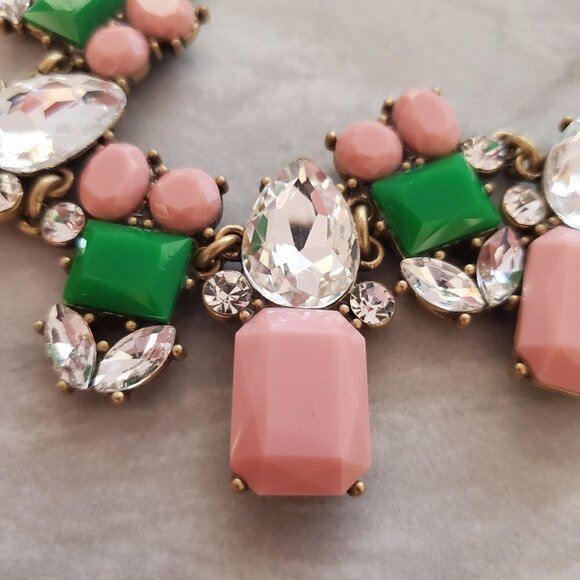 🎀 J.Crew Pastel Kelly Green Rhinestones Crystal Clusters Enamel Statement 🎀 - Picture 6 of 12